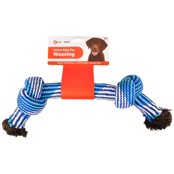 Flamingo Joe Rope 2 Knots – Extra Large Braided Cotton Dog Toy, Durable Design