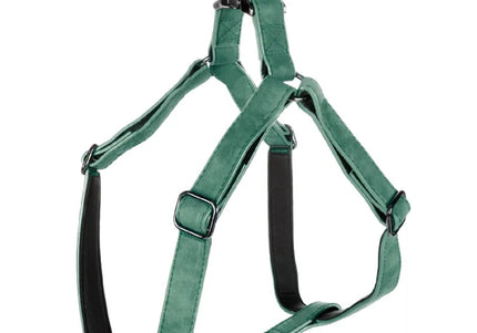 Flamingo Step&Go Deluxe Green Step-In Harness – Eco-Leather with Neoprene Lining, Medium