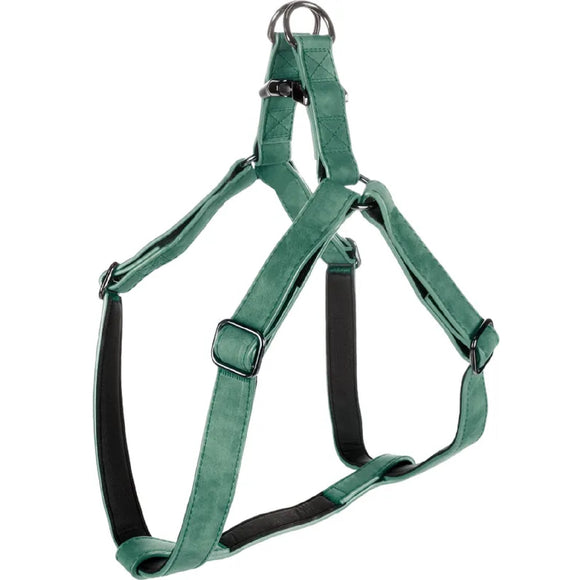 Flamingo Step&Go Deluxe Green Step-In Harness – Eco-Leather with Neoprene Lining, Medium