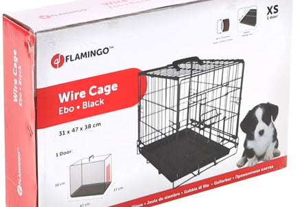 Flamingo Ebo Black Metal Dog Cage – Compact XS Size, Durable Secure Construction