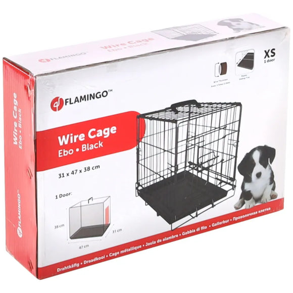 Flamingo Ebo Black Metal Dog Cage – Compact XS Size, Durable Secure Construction