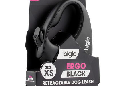 Biglo Ergo Black Retractable Leash – Automatic Medium Lead with Ergonomic Handle
