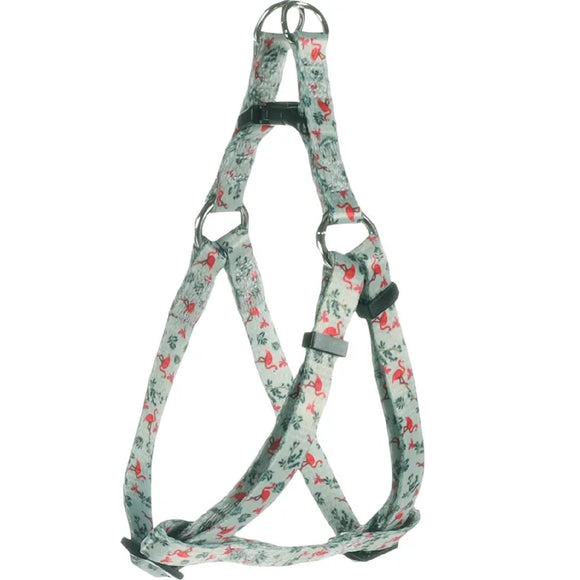 Flamingo Step&Go Samar Light Green Harness – Nylon Step-In Design with Leaf Pattern, Small Size