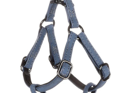 Flamingo Step&Go Delu Step-In Harness – Eco-Leather with Neoprene Lining, Blue, XS, Comfortable Fit