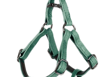 Flamingo Step&Go Deluxe Green Step-In Harness – Eco-Leather with Neoprene Lining, Medium