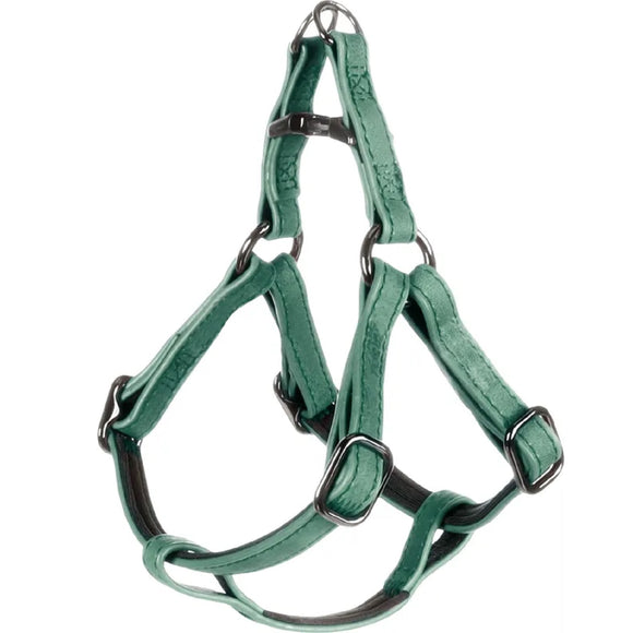 Flamingo Step&Go Deluxe Green Step-In Harness – Eco-Leather with Neoprene Lining, Medium