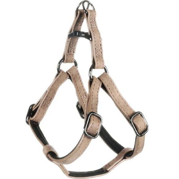 Flamingo Step&Go Delu Taupe Step-In Harness – Eco-Leather with Neoprene Lining, Medium, Gray