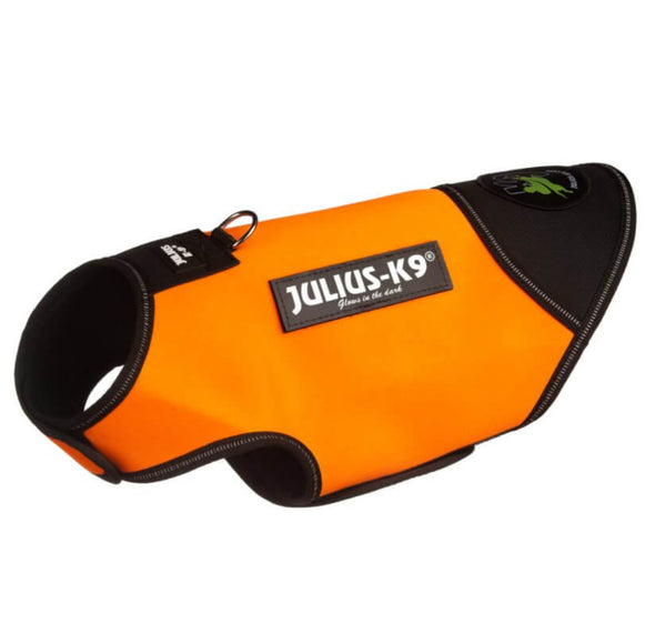 Julius-K9 IDC Neoprene Dog Jacket – Orange and Black, Lightweight Water-Resistant Design