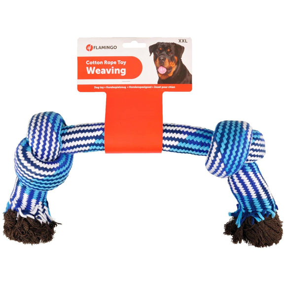 Flamingo Joe Rope 2 Knots – Extra Large Braided Cotton Dog Toy, Durable Design