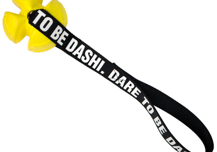 Dashi Yellow TPR Tug Ball 8cm – Solid Durable Play Toy with Tape Handle