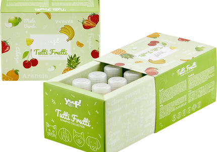 Yuup! Tutti Frutti Shampoo Collection – Assorted Fruity Scented Mini Bottles, 6 x 30ml Set