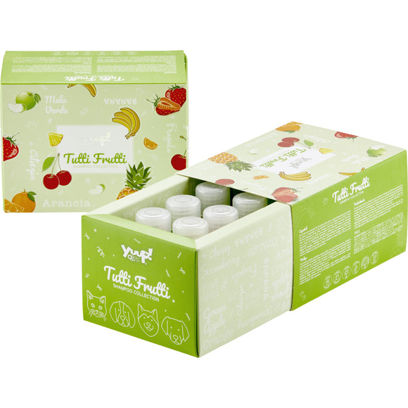 Yuup! Tutti Frutti Shampoo Collection – Assorted Fruity Scented Mini Bottles, 6 x 30ml Set