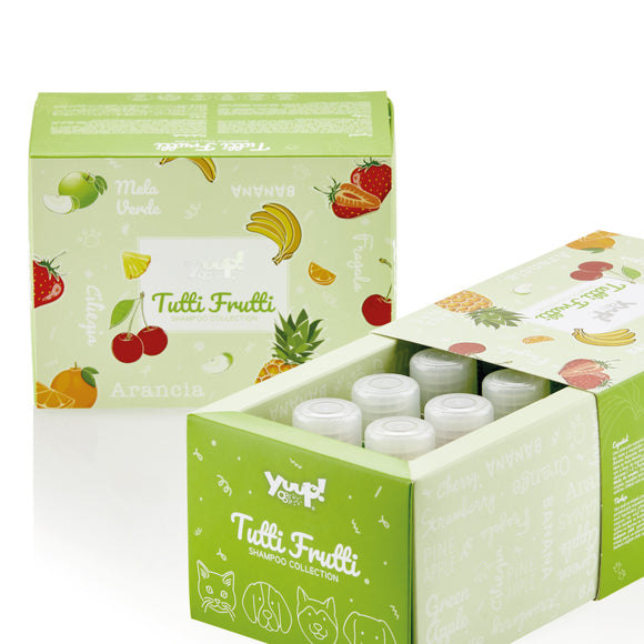 Yuup! Tutti Frutti Shampoo Collection – Assorted Fruity Scented Mini Bottles, 6 x 30ml Set
