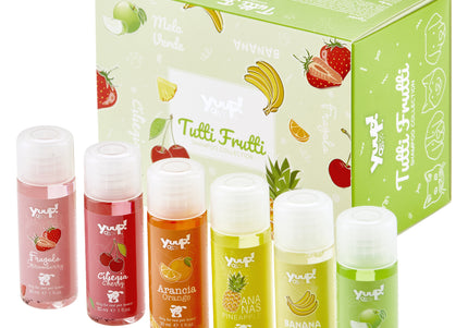 Yuup! Tutti Frutti Shampoo Collection – Assorted Fruity Scented Mini Bottles, 6 x 30ml Set