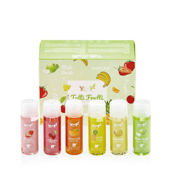 Yuup! Tutti Frutti Shampoo Collection – Assorted Fruity Scented Mini Bottles, 6 x 30ml Set