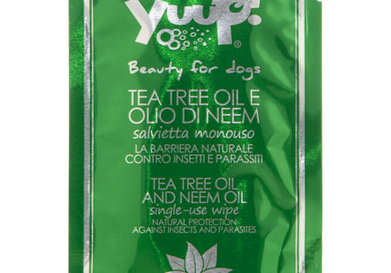 Yuup! Tea Tree and Neem Oil Wipes – Natural Insect Repellent, Gentle Cleansing Formula, Single Pack