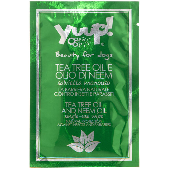 Yuup! Tea Tree and Neem Oil Wipes – Natural Insect Repellent, Gentle Cleansing Formula, Single Pack