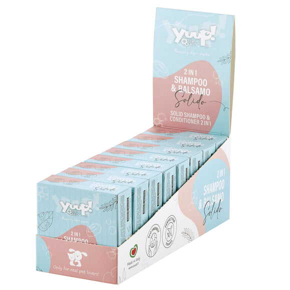 Yuup! Solid 2-in-1 Shampoo and Conditioner Bars – 8x80g Set with Retail Display Stand