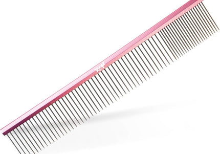 Yuup! Pink Grooming Comb 25cm – Lightweight Aluminum with Mixed 80:20 Tooth Spacing