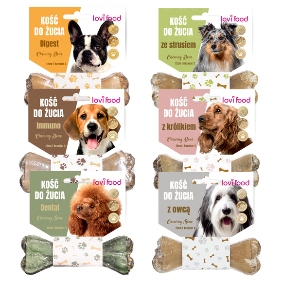 Lovi Food Chewing Bone Set – 12cm Durable Treat Bones, 2 Pack, 6x 55g Each