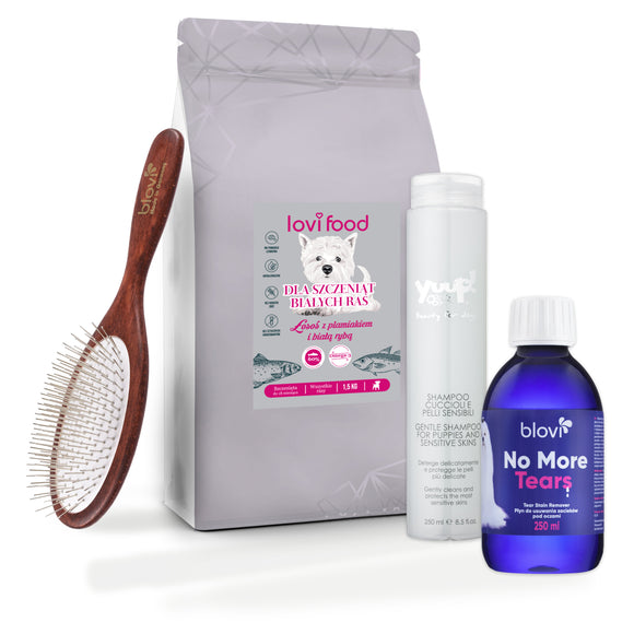 Lovi White Breed Puppy Starter Kit – Complete Food and Coat Care Essentials Set