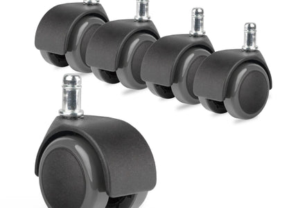 Replacement Wheels Set – Push-Fit Black Casters for Grooming Chair or Stool, 5 Pack