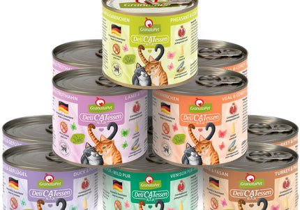 GranataPet DeliCatessen Grain-Free Wet Cat Food Set – 12x200g, 6 Flavors, Fish-Free Formula