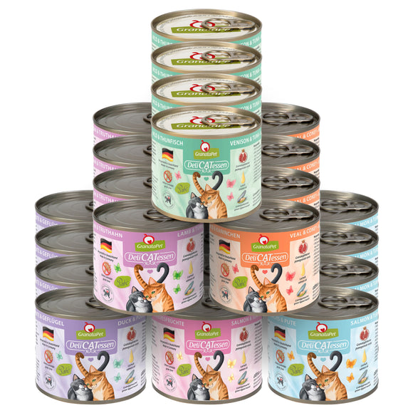 GranataPet DeliCatessen Wet Cat Food Set – Grain-Free Mixed Flavors, 24 x 200g Cans