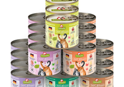 GranataPet DeliCatessen Grain-Free Wet Cat Food Set – 12 Flavors, 24x200g, Fish-Free Recipe