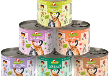 GranataPet DeliCatessen Grain-Free Wet Cat Food Set – 6 Flavors, Fish-Free, 6x200g, Pack of 2