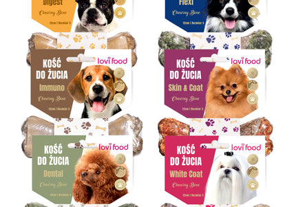 Lovi Food Chewing Bone Set – Functional 12cm Treat Bones, 6 x 55g, Long-Lasting